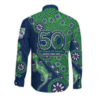 New Zealand Warriors NAIDOC Week 2026 Long Sleeve Button Shirt Aboriginal Lizard Dot Painting - 50 Years of Deadly
