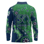 New Zealand Warriors NAIDOC Week 2026 Long Sleeve Polo Shirt Aboriginal Lizard Dot Painting - 50 Years of Deadly