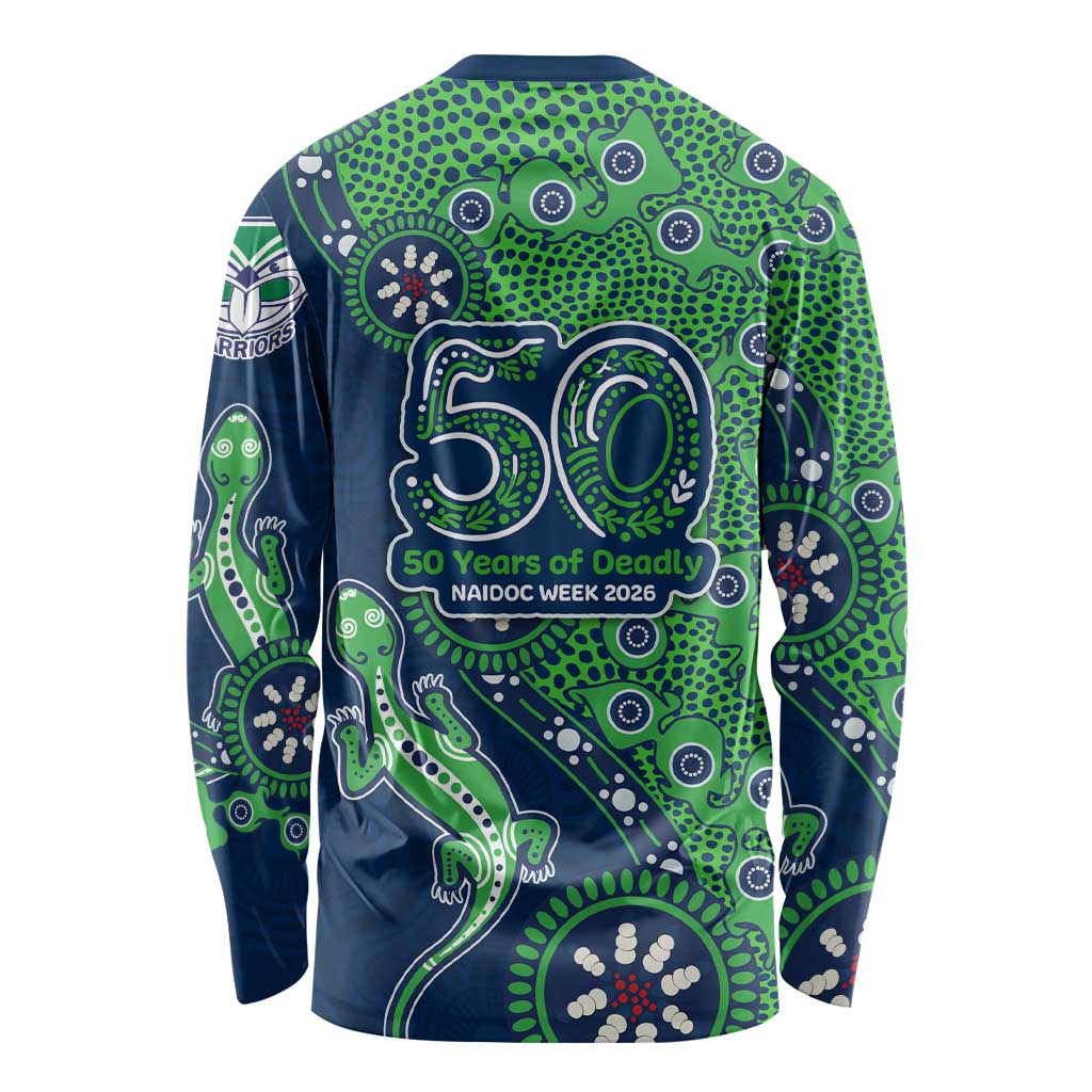 New Zealand Warriors NAIDOC Week 2026 Long Sleeve Shirt Aboriginal Lizard Dot Painting - 50 Years of Deadly