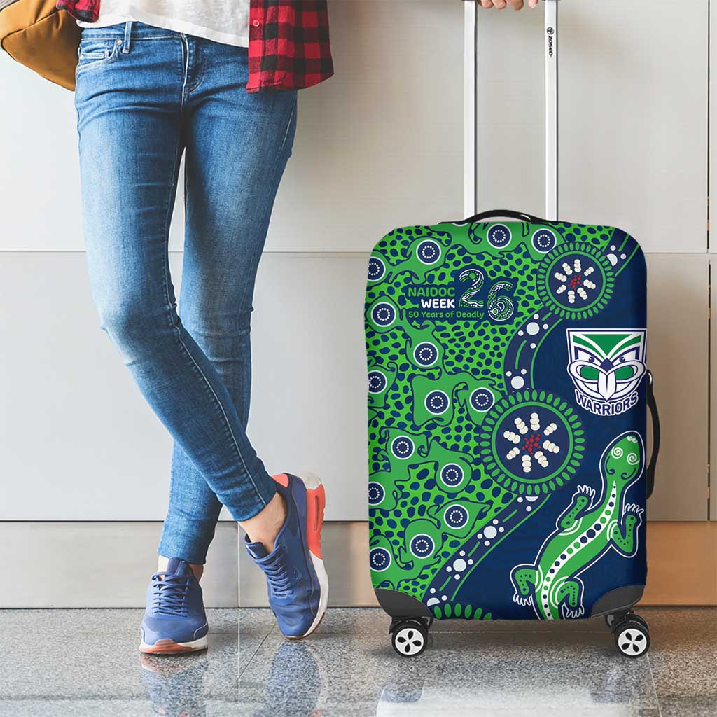 New Zealand Warriors NAIDOC Week 2026 Luggage Cover Aboriginal Lizard Dot Painting - 50 Years of Deadly