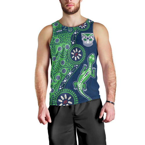 New Zealand Warriors NAIDOC Week 2026 Men Tank Top Aboriginal Lizard Dot Painting - 50 Years of Deadly