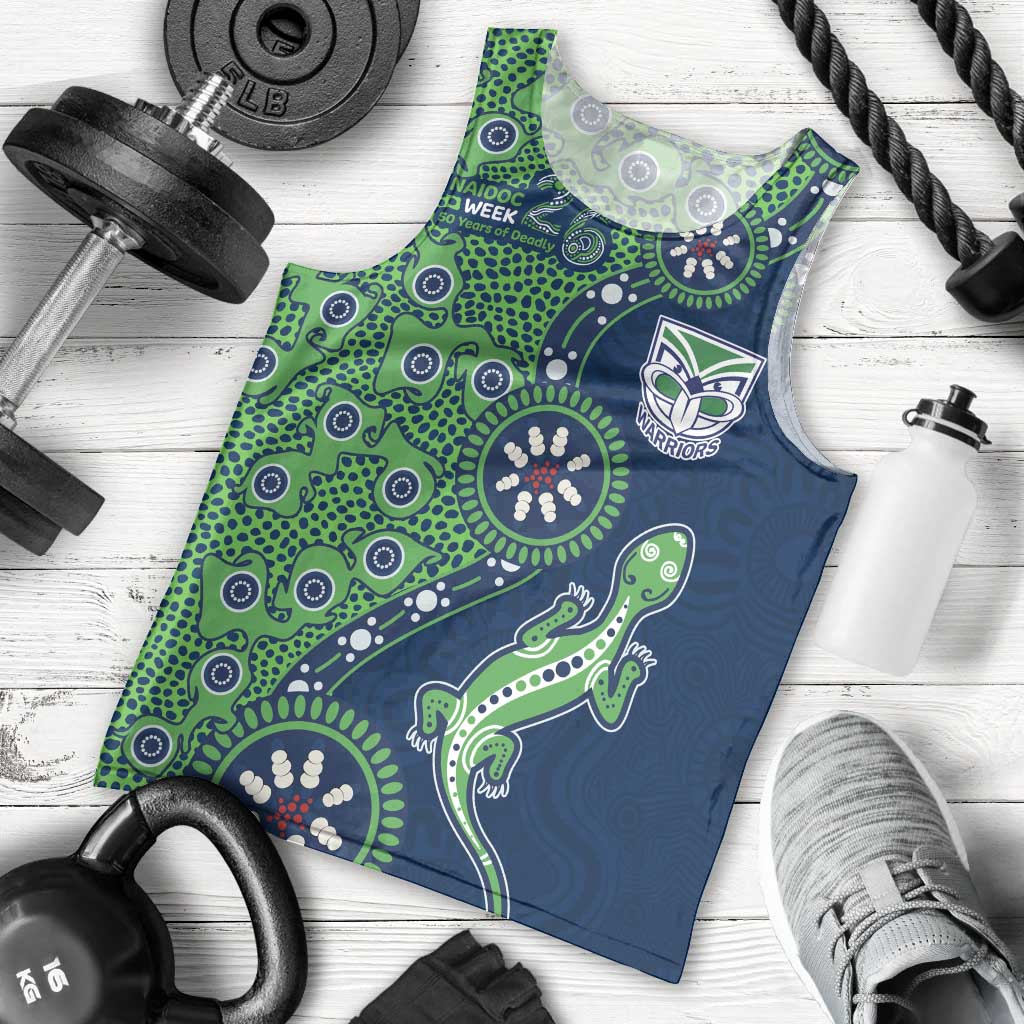 New Zealand Warriors NAIDOC Week 2026 Men Tank Top Aboriginal Lizard Dot Painting - 50 Years of Deadly