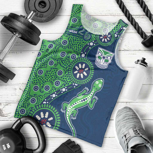 New Zealand Warriors NAIDOC Week 2026 Men Tank Top Aboriginal Lizard Dot Painting - 50 Years of Deadly