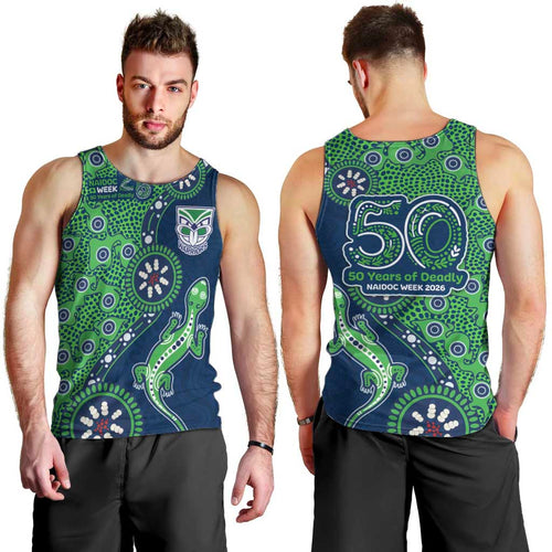 New Zealand Warriors NAIDOC Week 2026 Men Tank Top Aboriginal Lizard Dot Painting - 50 Years of Deadly