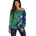 New Zealand Warriors NAIDOC Week 2026 Off Shoulder Sweater Aboriginal Lizard Dot Painting - 50 Years of Deadly