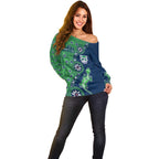 New Zealand Warriors NAIDOC Week 2026 Off Shoulder Sweater Aboriginal Lizard Dot Painting - 50 Years of Deadly