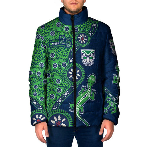New Zealand Warriors NAIDOC Week 2026 Padded Jacket Aboriginal Lizard Dot Painting - 50 Years of Deadly