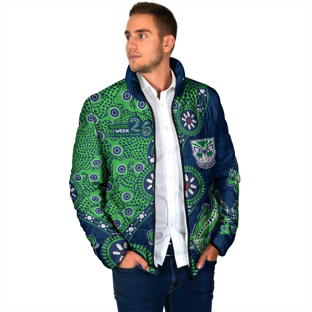 New Zealand Warriors NAIDOC Week 2026 Padded Jacket Aboriginal Lizard Dot Painting - 50 Years of Deadly