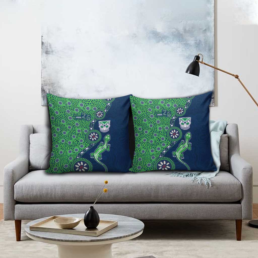 New Zealand Warriors NAIDOC Week 2026 Pillow Cover Aboriginal Lizard Dot Painting - 50 Years of Deadly