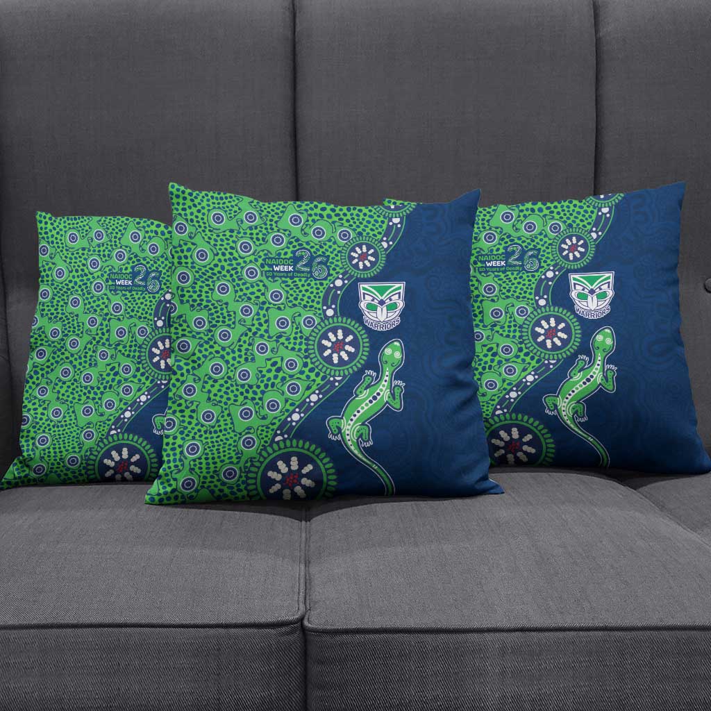 New Zealand Warriors NAIDOC Week 2026 Pillow Cover Aboriginal Lizard Dot Painting - 50 Years of Deadly