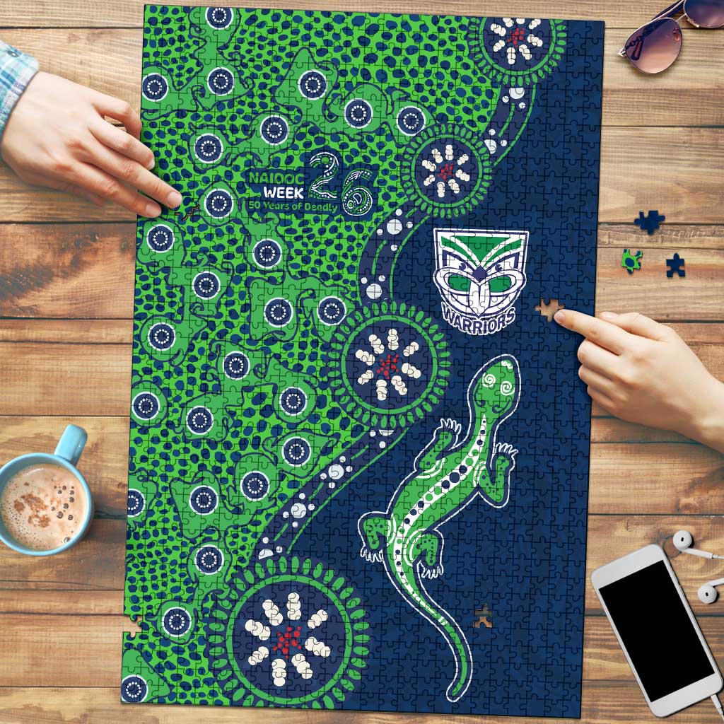 New Zealand Warriors NAIDOC Week 2026 Puzzle Aboriginal Lizard Dot Painting - 50 Years of Deadly