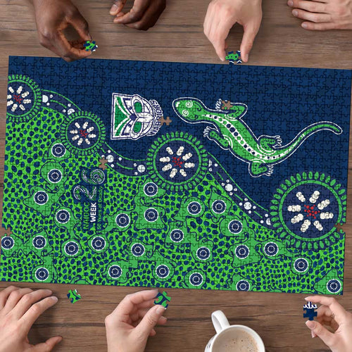 New Zealand Warriors NAIDOC Week 2026 Puzzle Aboriginal Lizard Dot Painting - 50 Years of Deadly