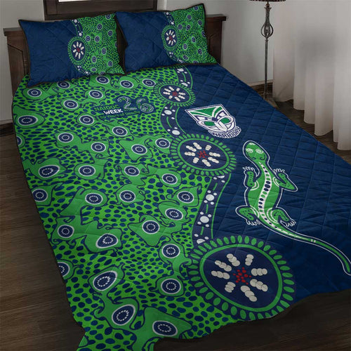 New Zealand Warriors NAIDOC Week 2026 Quilt Bed Set Aboriginal Lizard Dot Painting - 50 Years of Deadly