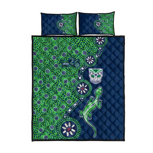 New Zealand Warriors NAIDOC Week 2026 Quilt Bed Set Aboriginal Lizard Dot Painting - 50 Years of Deadly