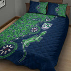 New Zealand Warriors NAIDOC Week 2026 Quilt Bed Set Aboriginal Lizard Dot Painting - 50 Years of Deadly