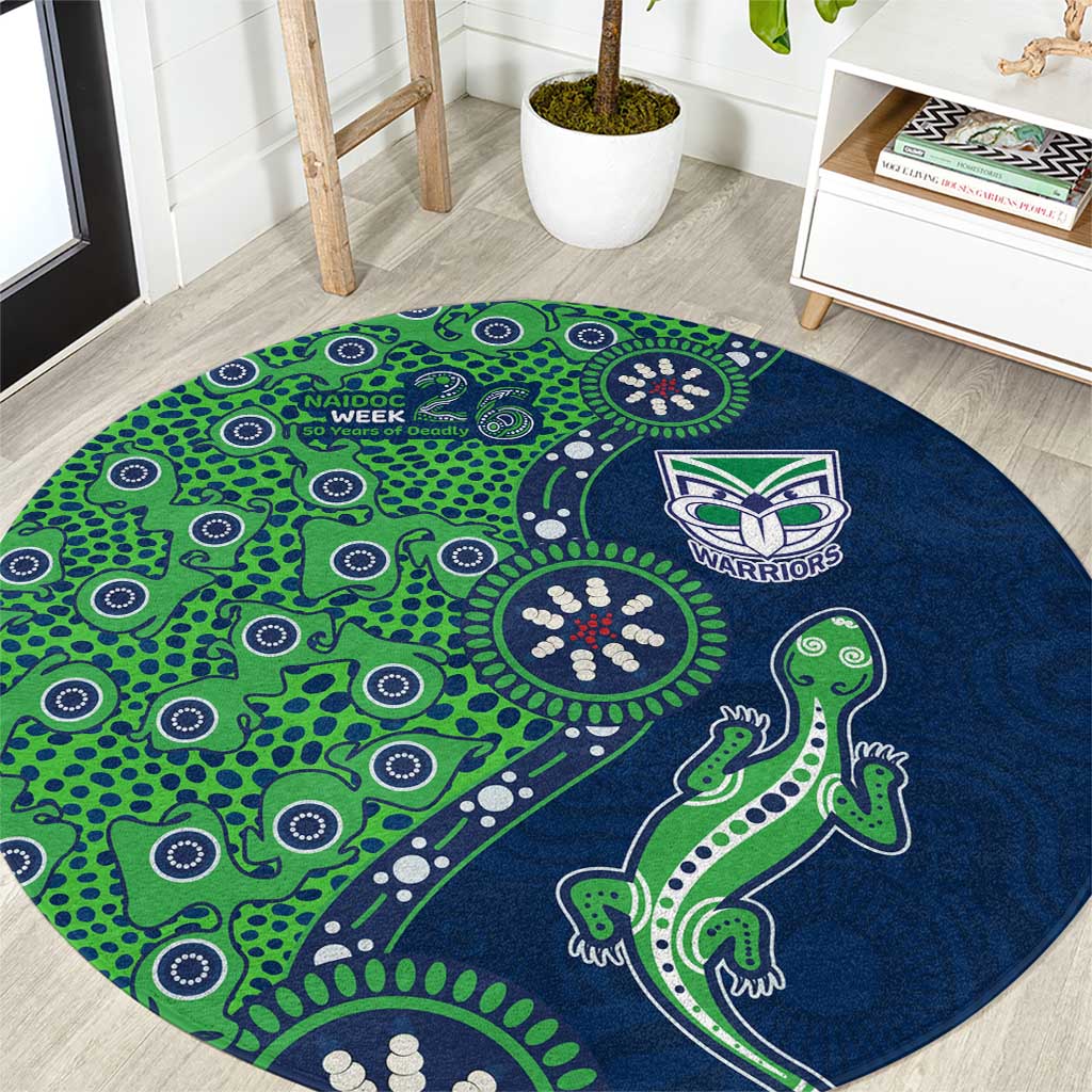 New Zealand Warriors NAIDOC Week 2026 Round Carpet Aboriginal Lizard Dot Painting - 50 Years of Deadly
