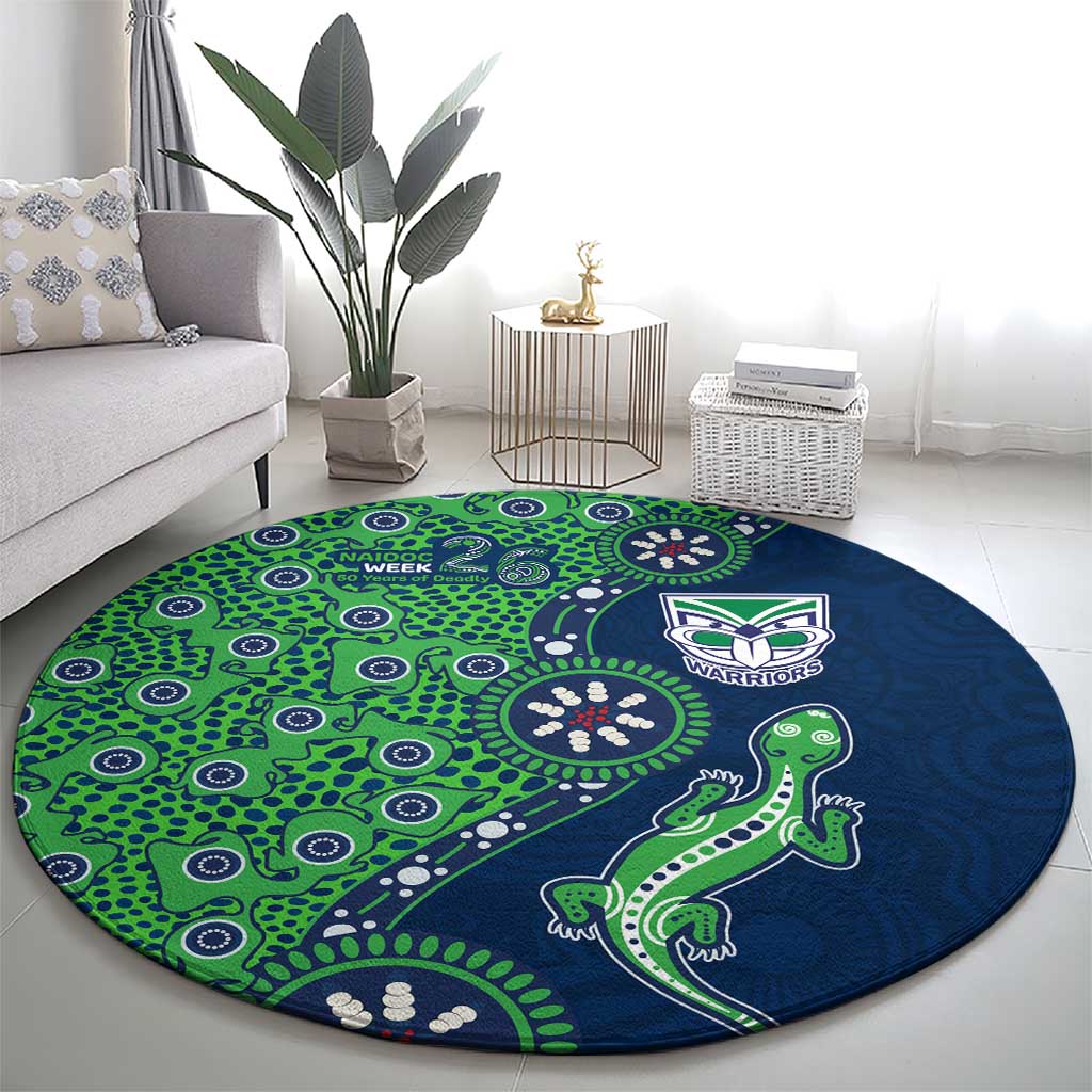 New Zealand Warriors NAIDOC Week 2026 Round Carpet Aboriginal Lizard Dot Painting - 50 Years of Deadly