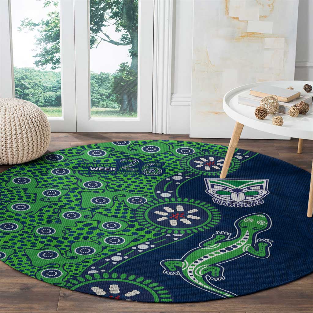New Zealand Warriors NAIDOC Week 2026 Round Carpet Aboriginal Lizard Dot Painting - 50 Years of Deadly