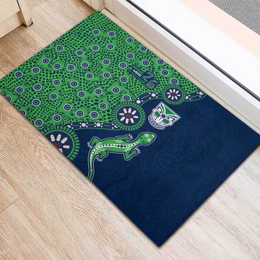 New Zealand Warriors NAIDOC Week 2026 Rubber Doormat Aboriginal Lizard Dot Painting - 50 Years of Deadly