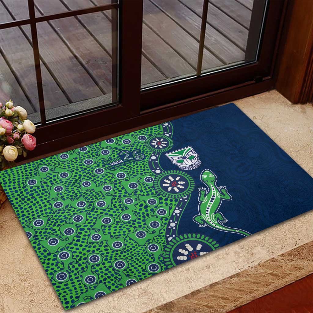 New Zealand Warriors NAIDOC Week 2026 Rubber Doormat Aboriginal Lizard Dot Painting - 50 Years of Deadly