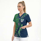 New Zealand Warriors NAIDOC Week 2026 Scrub Top Aboriginal Lizard Dot Painting - 50 Years of Deadly
