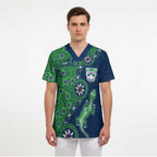 New Zealand Warriors NAIDOC Week 2026 Scrub Top Aboriginal Lizard Dot Painting - 50 Years of Deadly