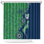 New Zealand Warriors NAIDOC Week 2026 Shower Curtain Aboriginal Lizard Dot Painting - 50 Years of Deadly