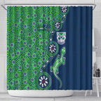 New Zealand Warriors NAIDOC Week 2026 Shower Curtain Aboriginal Lizard Dot Painting - 50 Years of Deadly
