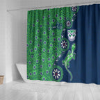 New Zealand Warriors NAIDOC Week 2026 Shower Curtain Aboriginal Lizard Dot Painting - 50 Years of Deadly