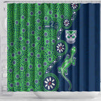 New Zealand Warriors NAIDOC Week 2026 Shower Curtain Aboriginal Lizard Dot Painting - 50 Years of Deadly