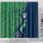 New Zealand Warriors NAIDOC Week 2026 Shower Curtain Aboriginal Lizard Dot Painting - 50 Years of Deadly