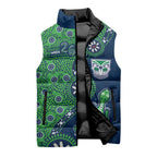 New Zealand Warriors NAIDOC Week 2026 Sleeveless Puffer Jacket Aboriginal Lizard Dot Painting - 50 Years of Deadly