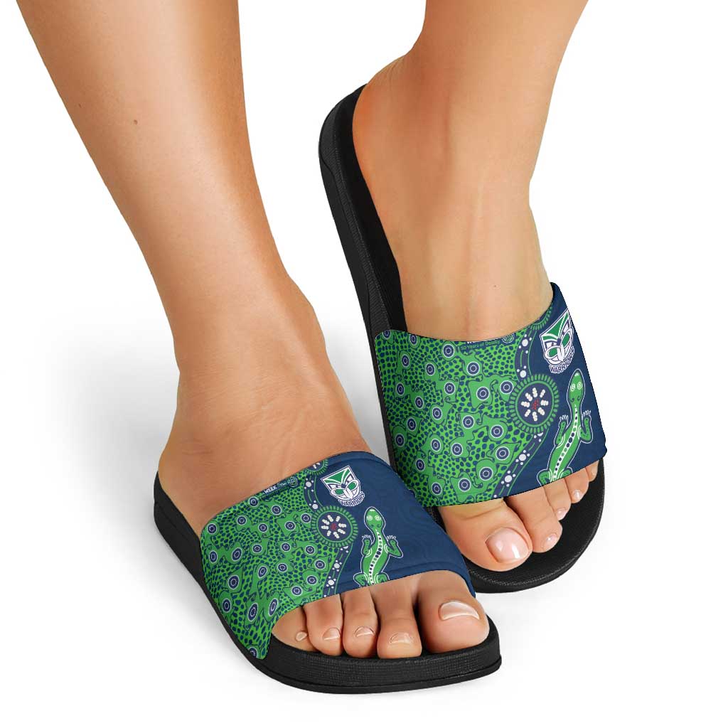 New Zealand Warriors NAIDOC Week 2026 Slide Sandals Aboriginal Lizard Dot Painting - 50 Years of Deadly