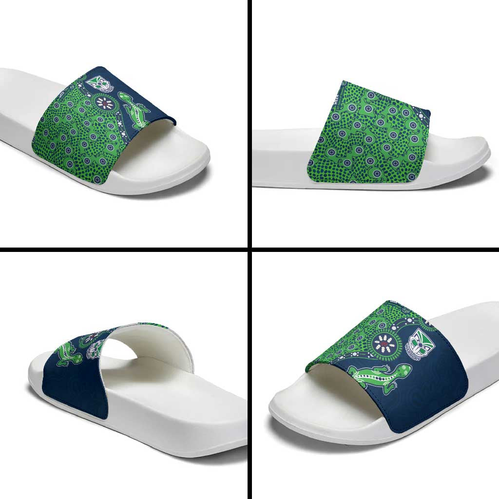 New Zealand Warriors NAIDOC Week 2026 Slide Sandals Aboriginal Lizard Dot Painting - 50 Years of Deadly