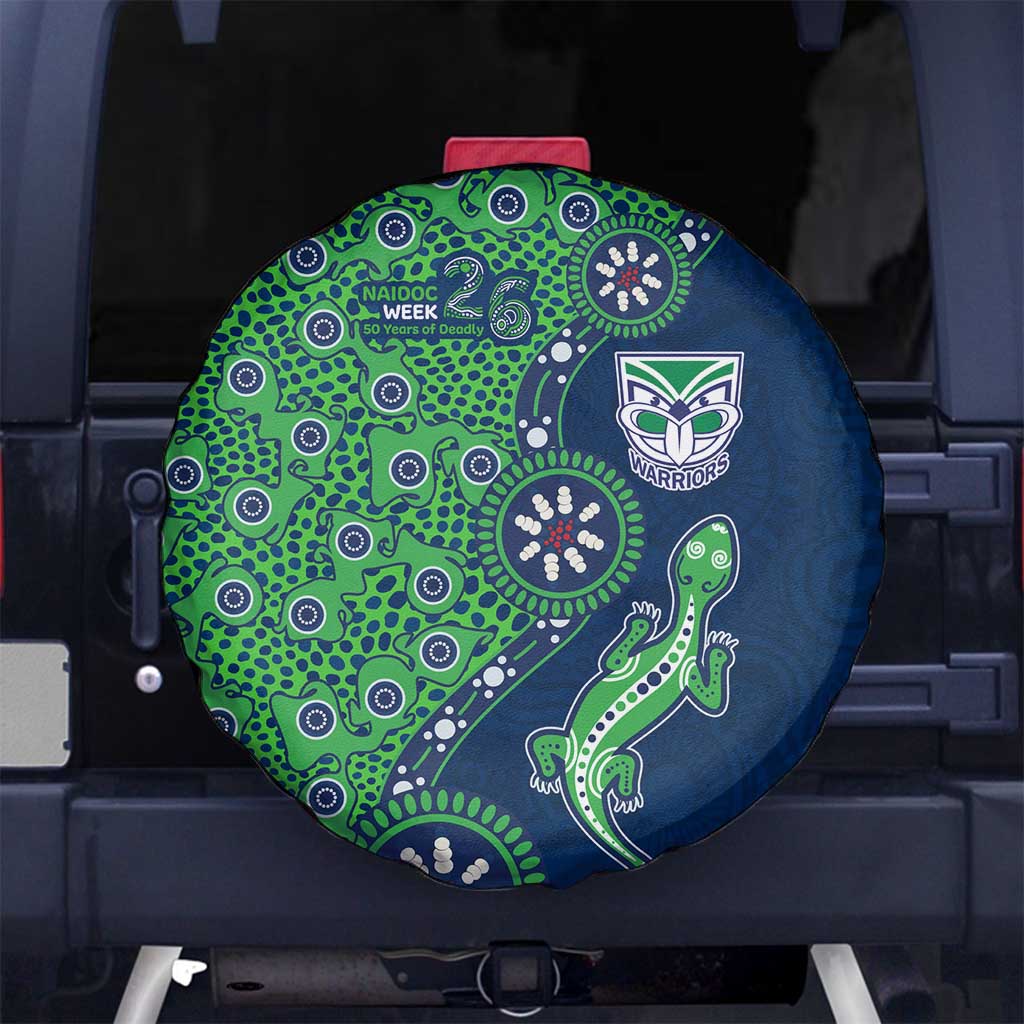 New Zealand Warriors NAIDOC Week 2026 Spare Tire Cover Aboriginal Lizard Dot Painting - 50 Years of Deadly