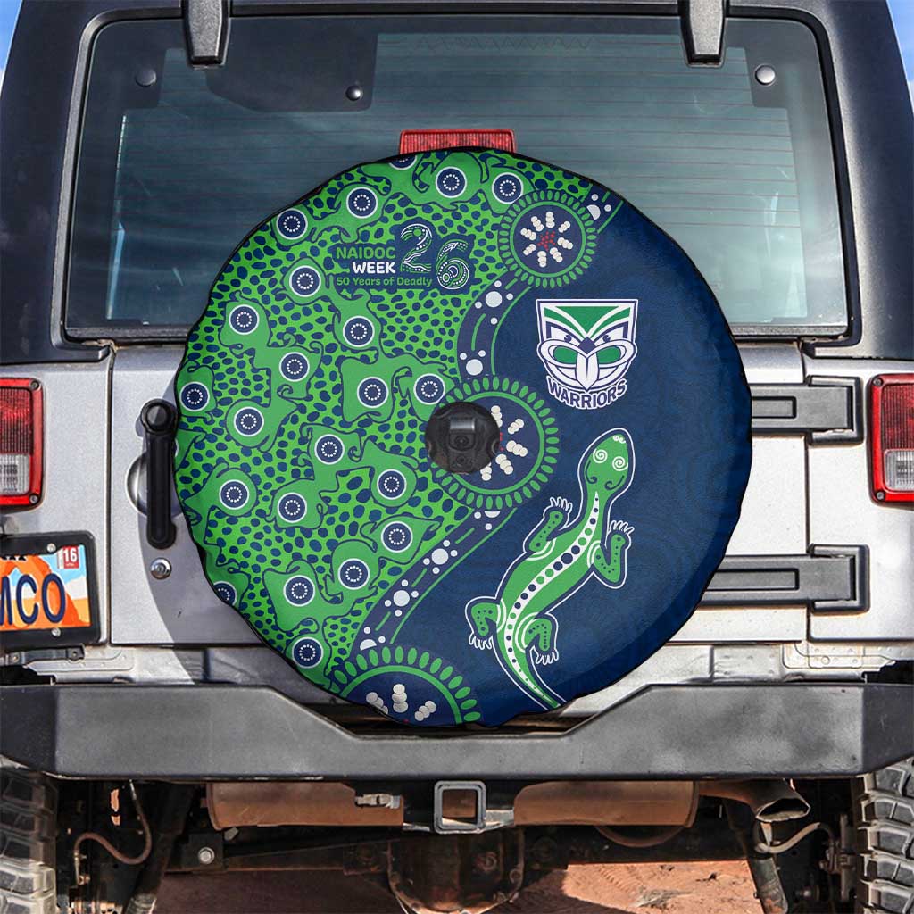 New Zealand Warriors NAIDOC Week 2026 Spare Tire Cover Aboriginal Lizard Dot Painting - 50 Years of Deadly