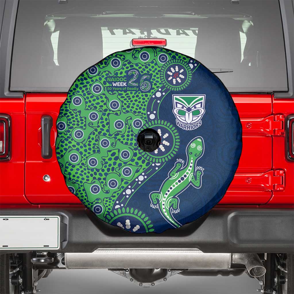 New Zealand Warriors NAIDOC Week 2026 Spare Tire Cover Aboriginal Lizard Dot Painting - 50 Years of Deadly