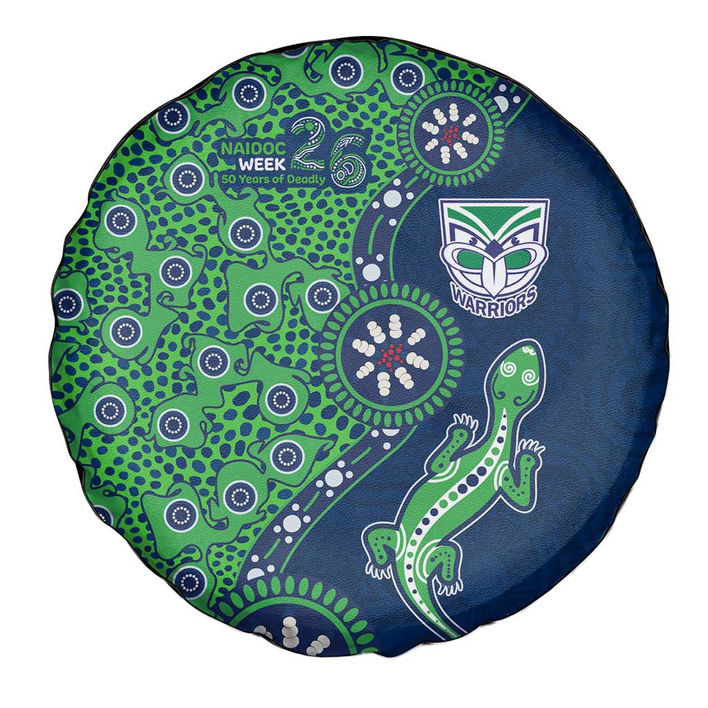 New Zealand Warriors NAIDOC Week 2026 Spare Tire Cover Aboriginal Lizard Dot Painting - 50 Years of Deadly