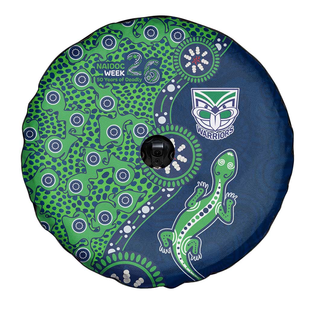 New Zealand Warriors NAIDOC Week 2026 Spare Tire Cover Aboriginal Lizard Dot Painting - 50 Years of Deadly