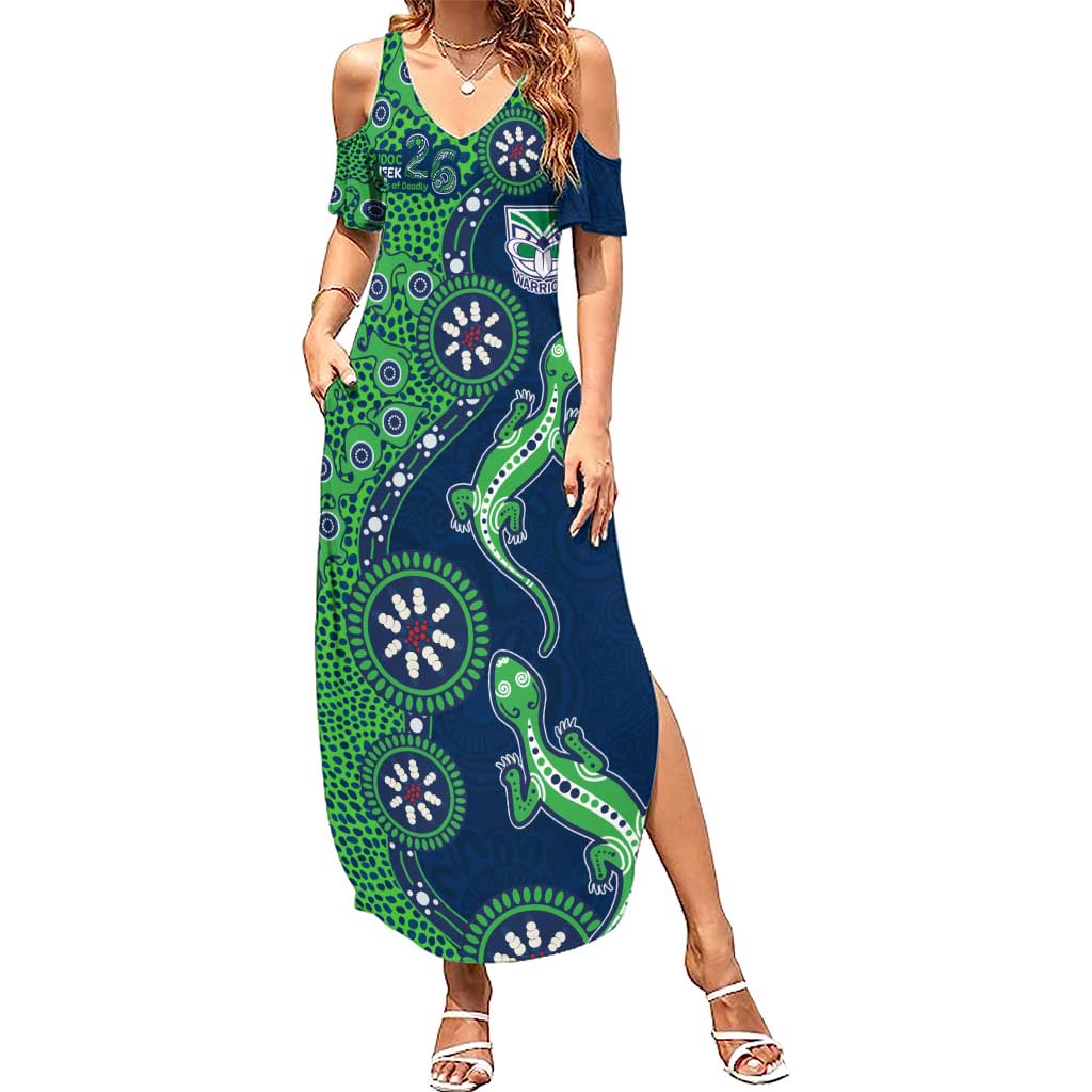 New Zealand Warriors NAIDOC Week 2026 Summer Maxi Dress Aboriginal Lizard Dot Painting - 50 Years of Deadly