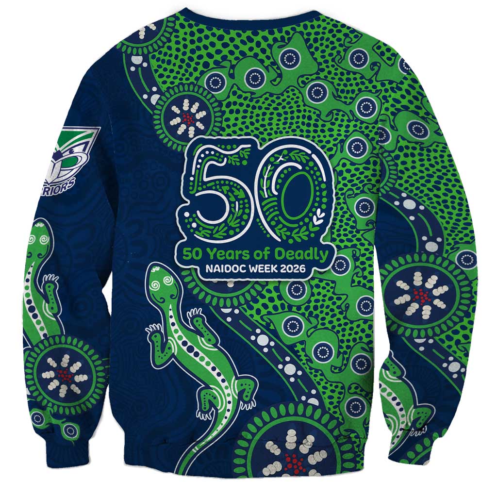 New Zealand Warriors NAIDOC Week 2026 Sweatshirt Aboriginal Lizard Dot Painting - 50 Years of Deadly