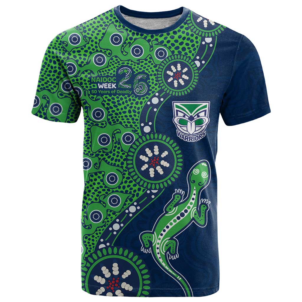 New Zealand Warriors NAIDOC Week 2026 T Shirt Aboriginal Lizard Dot Painting - 50 Years of Deadly