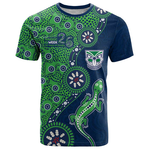 New Zealand Warriors NAIDOC Week 2026 T Shirt Aboriginal Lizard Dot Painting - 50 Years of Deadly