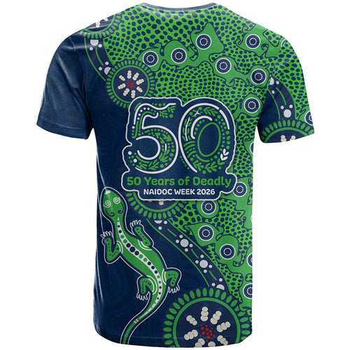 New Zealand Warriors NAIDOC Week 2026 T Shirt Aboriginal Lizard Dot Painting - 50 Years of Deadly