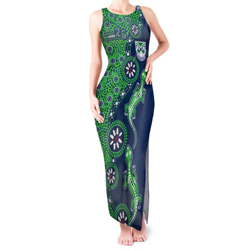 New Zealand Warriors NAIDOC Week 2026 Tank Maxi Dress Aboriginal Lizard Dot Painting - 50 Years of Deadly