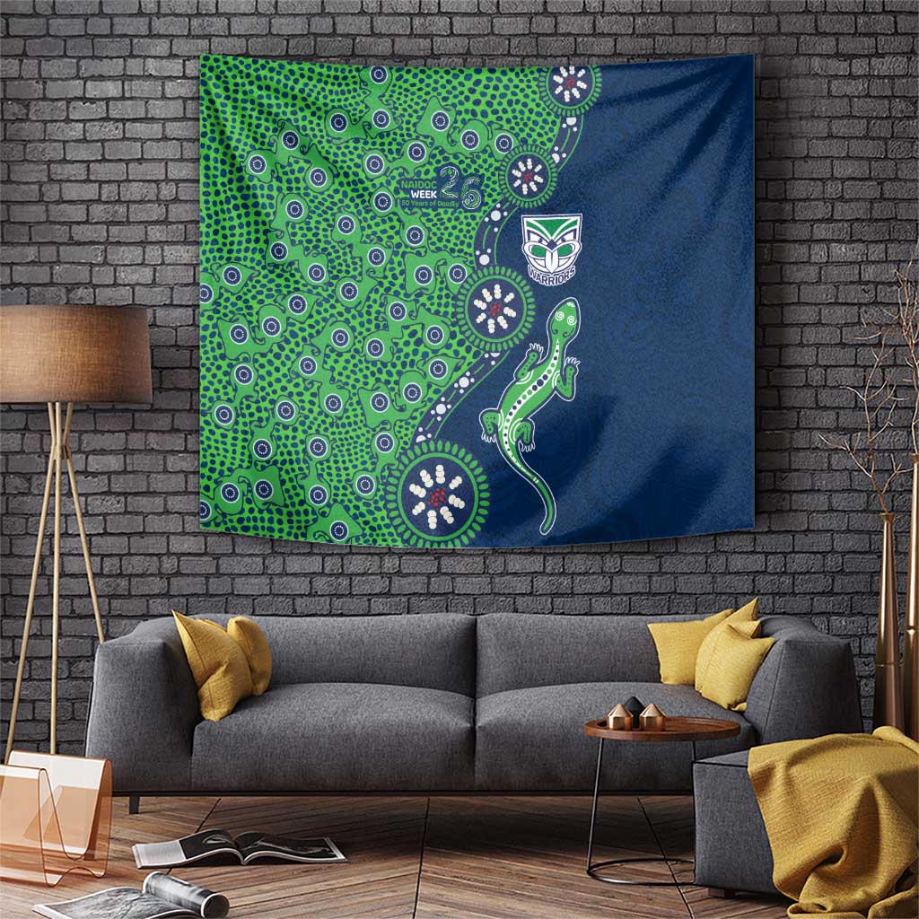 New Zealand Warriors NAIDOC Week 2026 Tapestry Aboriginal Lizard Dot Painting - 50 Years of Deadly