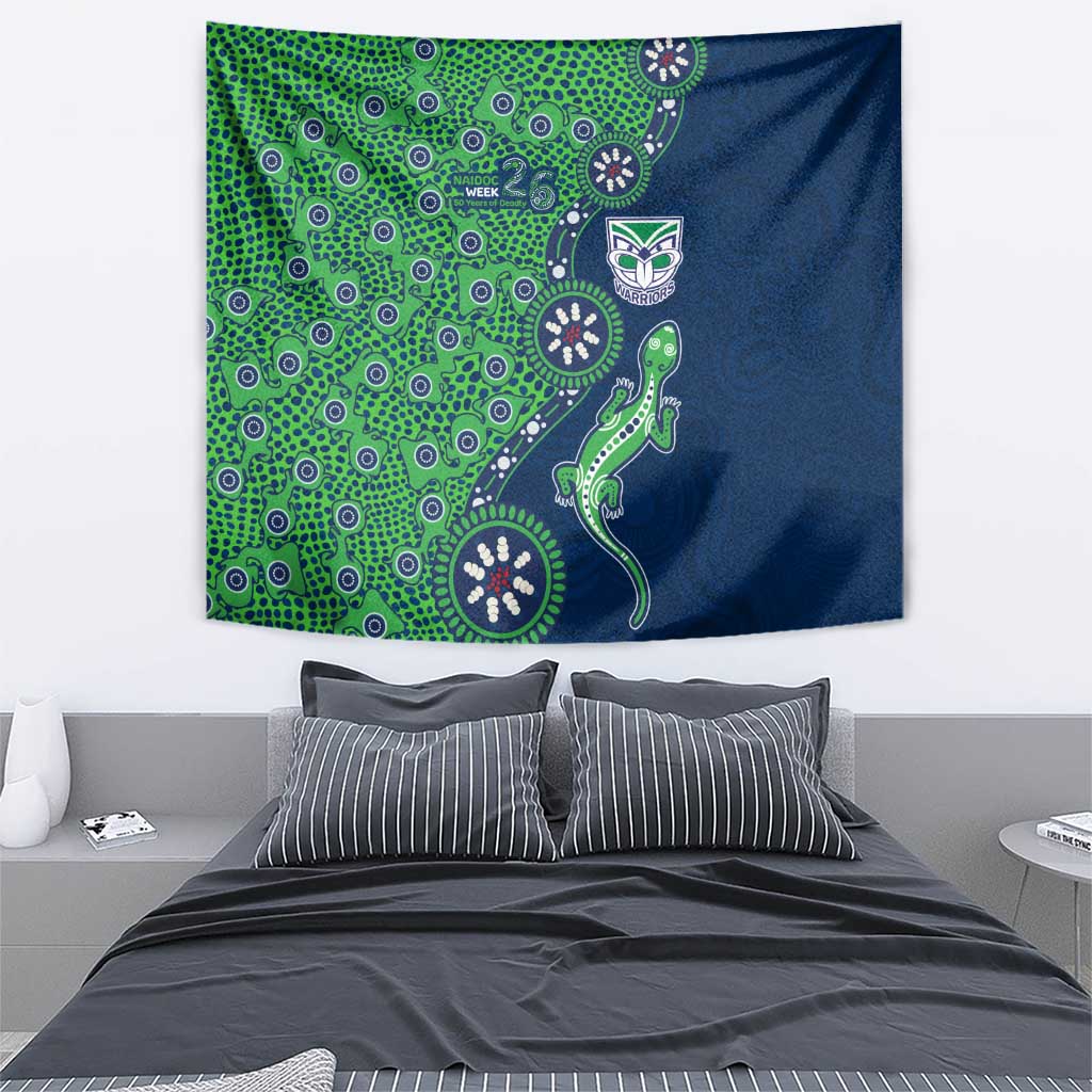 New Zealand Warriors NAIDOC Week 2026 Tapestry Aboriginal Lizard Dot Painting - 50 Years of Deadly