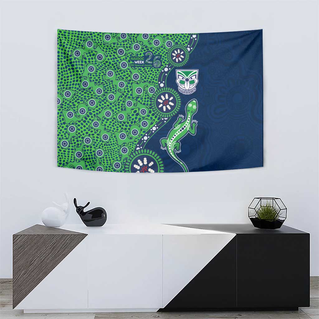 New Zealand Warriors NAIDOC Week 2026 Tapestry Aboriginal Lizard Dot Painting - 50 Years of Deadly