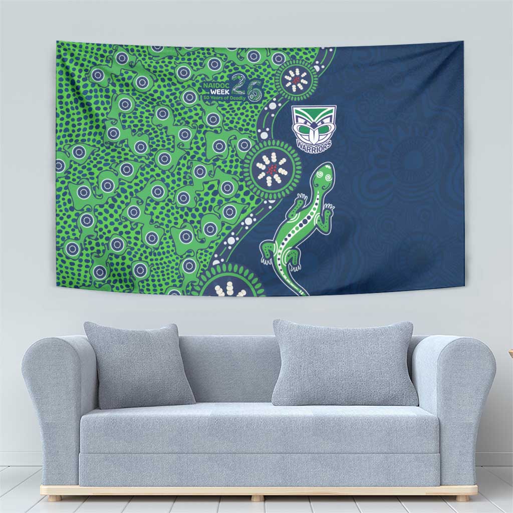 New Zealand Warriors NAIDOC Week 2026 Tapestry Aboriginal Lizard Dot Painting - 50 Years of Deadly