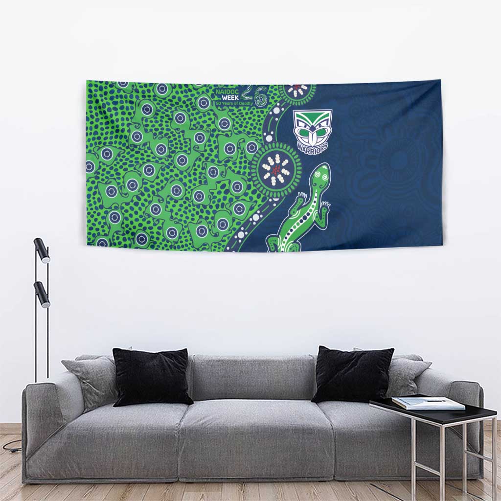 New Zealand Warriors NAIDOC Week 2026 Tapestry Aboriginal Lizard Dot Painting - 50 Years of Deadly